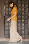 Buy_Enech_Yellow Silk Modal Round Embellished Kaftan With Draped Pant  _Online_at_Aza_Fashions