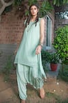 Buy_Enech_Green Pant Silk Modal Kurta Shimmer Embellished Dhoti Set  _at_Aza_Fashions