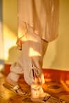 Enech_Beige Silk Modal Round Embroidered Kurta And Pant Set  _Online_at_Aza_Fashions