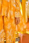 Shop Enech Yellow Silk Modal Mandarin Collar Printed Kurta And Pant Set Online at Aza Fashions Shop_Enech_Yellow Silk Modal Mandarin Collar Printed Kurta And Pant Set _Online_at_Aza_Fashions