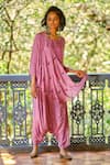 Buy_Enech_Pink Silk Modal Round Draped Kurta And Pant Set  _at_Aza_Fashions