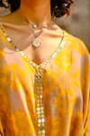 Enech_Yellow Silk Modal V Neck Printed Kurta And Palazzo Set  _Online_at_Aza_Fashions