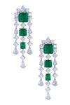 Buy_DIOSA PARIS JEWELLERY_Silver Plated Swarovski Zirconia Floral Danglers _at_Aza_Fashions