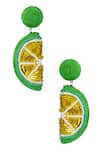 Buy_Raya by Vijeta R_Yellow Beads Citrus Statement Earrings _at_Aza_Fashions