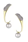 Buy_Raya by Vijeta R_Silver Plated Pearl Drop Carved Earrings_at_Aza_Fashions