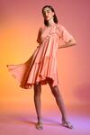 Echostudio_Pink Cotton Satin Round Layered Dress _Online_at_Aza_Fashions