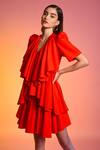 Buy_Echostudio_Red Cotton V Neck Ruffle Dress _Online_at_Aza_Fashions