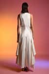 Shop_Echo By Tanya Arora_White Cotton Embroidery V Neck Ruffle Dress _at_Aza_Fashions