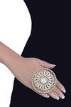 Buy_Tribe Amrapali_Silver Plated Oxidized Circular Ring _at_Aza_Fashions