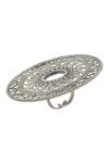 Shop_Tribe Amrapali_Silver Plated Oxidized Circular Ring _at_Aza_Fashions
