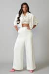 Buy_Emblaze_Gold Satin Band Co-ord Pant Set With Jacket_at_Aza_Fashions
