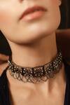 Shop_Esme by Aashna Dalmia_Silver Plated Artificial Stones Crystal Geometric Choker _at_Aza_Fashions