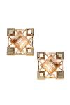 Buy_Esme By Aashna Dalmia_Gold Plated Embellished Geometric Crystal Stud Earrings _at_Aza_Fashions