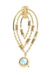 Esme by Aashna Dalmia_Gold Plated Crystal Cutwork Danglers _Online_at_Aza_Fashions
