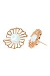 Shop_Esme By Aashna Dalmia_Gold Plated Crystal Floral Stud Earrings _at_Aza_Fashions