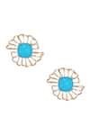 Esme By Aashna Dalmia_Gold Plated Crystal Floral Stud Earrings _Online_at_Aza_Fashions