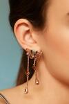 Shop_Esme By Aashna Dalmia_Gold Plated Embellished Crystal Floral Danglers_at_Aza_Fashions