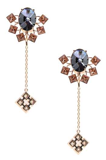 Buy_ESME_Gold Plated Crystals Gold-tone Geometric Chain Danglers _at_Aza_Fashions