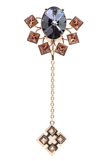 Shop_ESME_Gold Plated Crystals Gold-tone Geometric Chain Danglers _at_Aza_Fashions