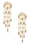 Buy_Esme By Aashna Dalmia_Gold Plated Crystal Tiered Danglers_at_Aza_Fashions