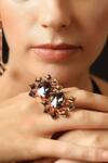 Shop_Esme By Aashna Dalmia_Gold Plated Crystal Ring _at_Aza_Fashions