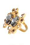 Shop_Esme By Aashna Dalmia_Gold Plated Crystal Ring _at_Aza_Fashions
