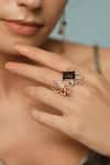 Shop_Esme By Aashna Dalmia_Gold Plated Crystal Geometric Ring _at_Aza_Fashions