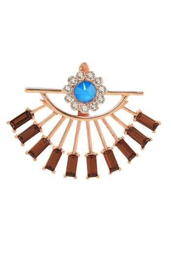Shop_ESME_Gold Plated Crystals, Stones Evil Eye Detachable Stud Earrings _at_Aza_Fashions