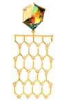 Shop Esme By Aashna Dalmia Gold Plated Stones Honeycomb Shaped Danglers at Aza Fashions Shop_Esme By Aashna Dalmia_Gold Plated Stones Honeycomb Shaped Danglers _at_Aza_Fashions