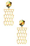 Buy Esme By Aashna Dalmia Gold Plated Stones Honeycomb Shaped Danglers at Aza Fashions Buy_Esme By Aashna Dalmia_Gold Plated Stones Honeycomb Shaped Danglers _at_Aza_Fashions