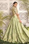 Shop_Sachkiran Bimbra_Green Embroidered Blouse And Skirt Set_at_Aza_Fashions