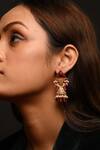 Buy_The Bling Girll_Gold Plated Stones, Beads, Tassels Studded Drop Jhumkas _at_Aza_Fashions