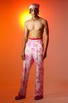 Buy_TRIUNE_Pink Ecru Denim Digital Yak Flared Pant _at_Aza_Fashions