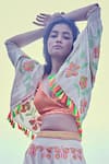 Buy_Surily G_White Georgette Embroidered Cape Jacket  _at_Aza_Fashions