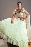 Shloka Sudhakar_Green Organza, Net, Crepe Floral Square Neck Embroidered Lehenga Set _Online_at_Aza_Fashions