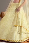Shop_Shloka Sudhakar_Yellow Organza, Net, Suede Floral V Neck Embroidered Lehenga Set _Online_at_Aza_Fashions