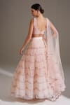Shop_Shloka Sudhakar_Pink Organza, Net Scallop U Neck Embroidered Lehenga Set _at_Aza_Fashions