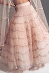 Shop_Shloka Sudhakar_Pink Organza, Net Scallop U Neck Embroidered Lehenga Set _Online_at_Aza_Fashions
