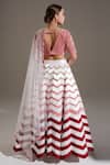 Shop_Shloka Sudhakar_White Net, Satin, Suede Chevron V Neck Applique Work Lehenga Set _at_Aza_Fashions