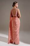 Shop_Shloka Sudhakar_Pink Crepe, Suede Floral Scallop Saree With Embroidered Blouse _at_Aza_Fashions