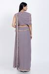 Shop_Vedangi Agarwal_Purple Georgette Pre-draped Saree With One Shoulder Blouse _at_Aza_Fashions