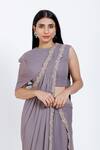 Shop_Vedangi Agarwal_Purple Georgette Pre-draped Saree With One Shoulder Blouse _Online_at_Aza_Fashions