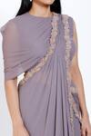 Vedangi Agarwal_Purple Georgette Pre-draped Saree With One Shoulder Blouse _at_Aza_Fashions