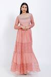 Buy_Vedangi Agarwal_Pink Georgette Embroidered Gown _at_Aza_Fashions