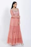 Vedangi Agarwal_Pink Georgette Embroidered Gown _Online_at_Aza_Fashions