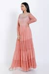 Buy_Vedangi Agarwal_Pink Georgette Embroidered Gown _Online_at_Aza_Fashions