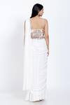 Shop_Vedangi Agarwal_White Crepe Pre-draped Saree _at_Aza_Fashions