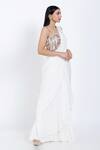 Vedangi Agarwal_White Crepe Pre-draped Saree _Online_at_Aza_Fashions