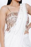 Shop_Vedangi Agarwal_White Crepe Pre-draped Saree _Online_at_Aza_Fashions