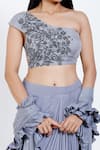 Shop_Vedangi Agarwal_Grey Lycra Draped Skirt Set _Online_at_Aza_Fashions